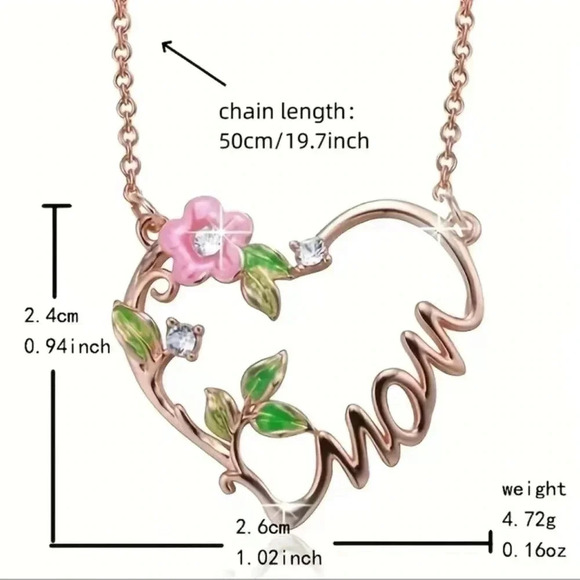 Heart Shaped Mom Pendant Necklace - Picture 3 of 5